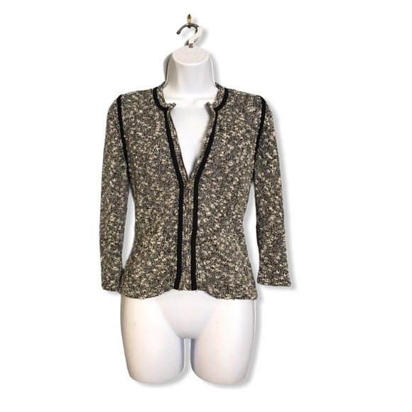 Ann Taylor | Detailed Chic Tweed Zip-Down Cardigan - Picture 2 of 8
